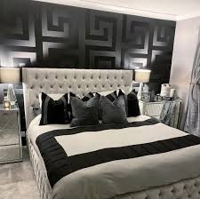 Black And Silver Bedroom Wallpaper Versace Home Collection Textured Wallcoverings Modern Embossed Vinyl Wallpaper Wall Coverings 3d Barocco Victorian Black Greek Key 93523 4 In 2020 Black Wallpaper Bedroom White Bedroom Decor Silver Bedroom Decor