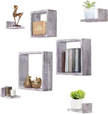 They have a minimalist design to maximize its diverse usefulness! Rustic Wall Mounted Square Shaped Floating Shelves Set Of 7 3 Square Shelves And 4 Rectangle Shaped Rustic Shelves Screws And Anchors Included Rustic Wall Decor Rustic White Amazon Ca Home