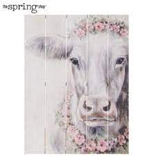 Cow With Roses Wood Wall Decor Wood Wall Decor Cow Canvas Cow Decor