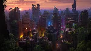Wallpaper Id 163225 Digital Art City Futuristic Fantasy Art Building Sunset Science Fiction Ruins
