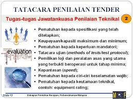 Garis panduan penilaian tender (bagi kontrak kerja bernilai melebihi rm 1 juta) Kursus Perolehan Kerajaan Siri Training Of Trainers Tot