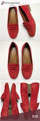 Tamaris Leather Suede Loafers Flats Red 38 7 Tamaris Leather