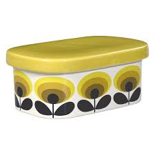 Modern butter dish handmade pottery handmade butter dish with pastel stripes in gray, brown and light blue colors. Orla Kiely Ceramic Butter Dish With Lid Flower Oval Yellow At John Lewis Partners