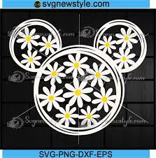 Mickey Head Daisies Svg Disney Summer Svg Mickey Svg Png Dxf Eps Cricut File Silhouette Art Svg New Style
