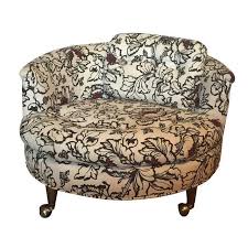 Image Of Round Floral Club Chair On Casters Club Chairs Chair Caster Chairs