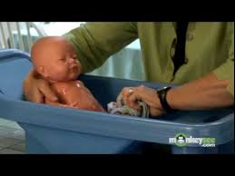The kitchen sink might be easiest in the first few weeks. How To Give A Baby A Tub Bath Youtube