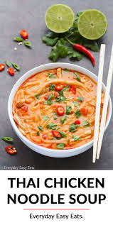 This Easy Healthy Thai Spicy Chicken Noodle Soup Recipe Is The Best Ever It Is Made With Spicy Chicken Noodles Soup Recipes Chicken Noodle Spicy Chicken Soup