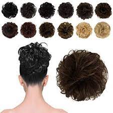 Amazon Com Feshfen 100 Human Hair Scrunchies 2 Dark Brown Curly Messy Hair Bun Extensions Wedding Ha Scrunchie Hairstyles Bun Hair Piece Messy Hairstyles