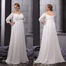 Plus Size Wedding Dresses Empire Waist Off Shoulder Bridal Gowns Beach Pregnant Wedding Party Dress Maternity Bridesmaid Ivory Chiffon Short Bridal Gowns Strapl Empire Waist Wedding Dress Ivory Chiffon Wedding Dress