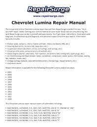 1997 3 1l lumina engine diagrams. Chevrolet Lumina Repair Manual 1990 2001