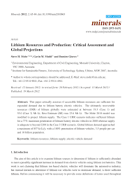 A major plus for pilbf is that its key mining project is near. Pdf Lithium Resources And Production Critical Assessment And Global Projections