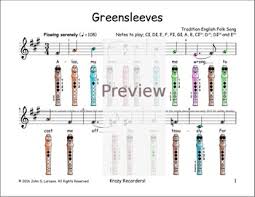 Greensleeves Recorder Songs Digital Print
