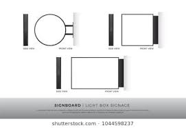 Signboard Blank Round Square Rectangle Lightbox Signage Mockup Template Mounted On The Wall Vector Illustration Lightbox Signage Signage Sign Design