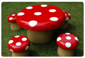 Beautiful Kiddies Murshroom Toadstool Table And Chair Set For Both Indoors And Outdoors Truly Fanciful Fungus With Images Mushroom Chair Hanging Chair Indoor Kids Decor