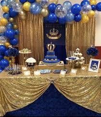 Gold And Royal Blue Prince Crown Baptism Christening Etsy Royalty Baby Shower Royal Baby Shower Boy Prince Baby Shower Theme