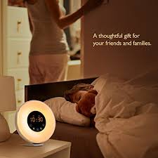 Wake Up Light Sunrise Digital Alarm Clock 2017 Upgraded With 6 Natural Sounds And Fm Radio Sunrise And Sunset Simulation 7 Auto Switch Colors Led Night Light For Bedside