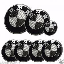 7x Bmw Emblem Set Carbon Fiber Black White Logo For Bmw E60 E90 E46 Emblems Besprod