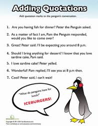 Enjoy our penguins quotes collection. Quotation Mark Worksheets For Young Writers Education Com