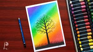 Easy Rainbow Tree Drawing With Oil Pastels Prabudbz Art Youtube And while the end result can be beautiful, oil pastels are.