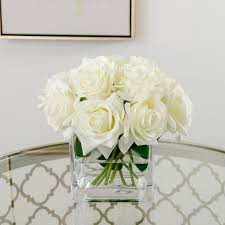 So pretty and lifelike, these artificial arrangements put the fabulous in faux flowers! Bestseller 12 Real Touch Rose Arrangement White Real Touch Etsy Artificial Flower Arrangements White Flower Arrangements Square Glass Vase