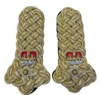 Gold Wire Ladies Major General Crown & Baton Shoulder Board Epaulette