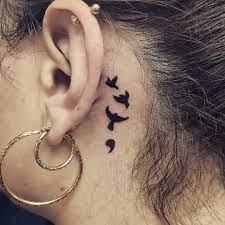 Bird Semi Colon Tattoo Tattoo Tattoos Tattooideas Bird Birds Semicolontattoo Suicideaw Behind Ear Tattoos Behind Ear Tattoo Tattoos