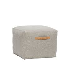 Grey Square Wool Pouf With Brown Leather Handle Item Number 700502 Designed By Hubsch Vierkante Poef Poef Wol