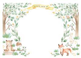 Woodland Creatures Baby Shower Invitation Template Greetings Island Woodland Creatures Baby Shower Woodland Baby Shower Invitations Animal Baby Shower Invitations
