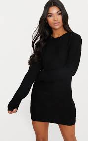 Black Fine Knit Jumper Dress Jumper Dress Knit Sweater Dress Black Jumper Dress