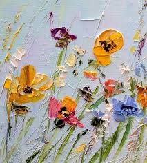 Pintura Al Oleo Flores Paletas Cuchillo Pintura En Lienzo Etsy Abstract Flower Painting Painting Abstract Flowers