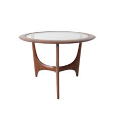 Coffee table inset tempered glass top hand crafted walnut frame. Products Vintage Mid Century Modern Round Lane Glass Side Table At 1st Sight
