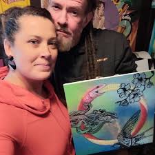 I had the privilege of creating this piece with my love, artist Mike Carty  @arest_rock. Our first collaboration is being donated to the  @berkshireartassociation 's 10x10 art benefit. The event is Thursday,