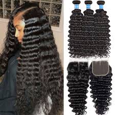 Are you bored with your sew in??? Amazon Com 8a Brazilian Deep Wave Hair Bundles With Closure 22 24 26 28 20 Deep Wave 4 Bundles With 4x4 Lace Closure Middle Part Unprocessed Virgin Hair Extensions Deep Curly Hair Weave Bundles With Closure Beauty