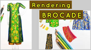 How to draw Brocade | Fabric Rendering | Fashion Illustration - YouTube