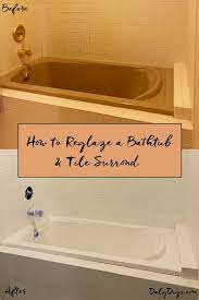 Tub resurfacing is a rewarding task that can make a bathtub look virtually new. How To Reglaze A Bathtub And Tile Surround Daly Digs Tub Refinishing Diy Bathtub Refinish Bathtub