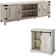 Only 1 available and it's in 3 people's carts. 2 Piece Barn Door Tv Stand Console And Buffet Side Table Set In Rustic White Oak 1981824 Pkg