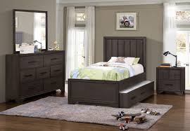 The upholstered headboard is designed to work with a low profile storage footboard. Samuel Lawrence Granite Falls 4pc Kids Panel With Trundle Bedroom Set In Espresso Brown