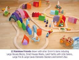 Grimm S Set Of 12 Rainbow Friends Peg Dolls Wooden Pretend Play People Figures With Storage Tray Toys Games Grimm S Toys Grimm Waldorf Inspired Toys
