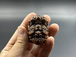 Collection of High-quality Boxwood Fudo Mingwang Statue Ornaments