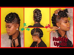 Holiday Hair Simple Braided Updo On Natural Hair Quick Hairstyle With Braiding Hair Youtube Quick Natural Hair Styles Quick Hairstyles Easy Braids