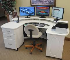 You can get a similar effect in a miniature version by using a simple shelf. Unique Shaped Wrap Around Computer Desk 3 Drawer