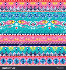 Pakistani Or Indian Truck Art Vector Seamless Pattern Decorative Truck Floral Design With Flowers Fish An Truck Art Seamless Pattern Vector Seamless Patterns