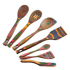 Bamboo spoons with silicone handle. Island Bamboo 7 Piece Pakka Wood Utensil Set Reviews Wayfair