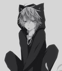 Black And White Anime Boy Anime Neko Boy With Jacket Black And White Anime Neko Anime Kawaii Anime Masculino