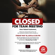 Direct general insurance in malls located in the usa (6) near you from locator. Gk General Insurance On Twitter Please Be Advised That All Our Branches Will Be Closed At 3 30 Pm On Friday May 18 To Facilitate A Team Meeting We Will Resume Normal Hours