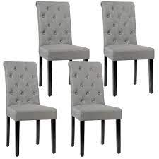 Frame in black or white. Gymax 4pcs Upholstered Dining Chair High Back Armless Chair W Wooden Legs Grey Walmart Com Walmart Com