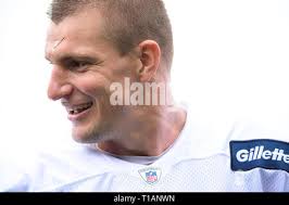 August 9, 2018: New England Patriots quarterback Danny Etling (5) warms up  prior to the NFL pre-season football game between the Washington Redskins  and the New England Patriots at Gillette Stadium, in
