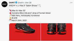 Nike denies collaborating on lil nas x's satan shoes the sneakers will feature human blood and the symbol 'x/666' each pair will be priced at $1,018 sneaker and apparel giant nike on sunday denied. T652kfhiu Stom