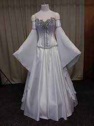 The flowing lines will follow every movement when. Beautiful Elven Wedding Dress Gorgeous Dress In White And Silver For Your Themed Wedding Elven Cosplay As Galadr Elven Dress Elven Wedding Dress Beauty Dress