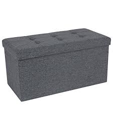 Songmics 76 X 38 X 38 Cm Pouf De Rangement Pliable Chargement Max De 300 Kg Tissu Gris Fonce Lsf47k Pouf Rangement Banquette Avec Rangement Pouf Coffre